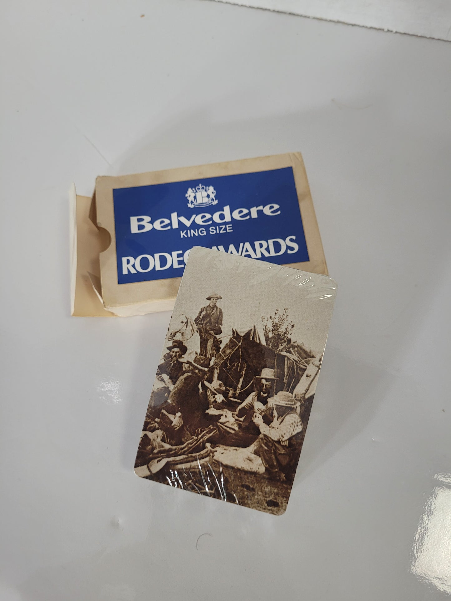 Vintage Belvedere King Size Rodeo Awards Playing Cards & Media Club Pinback