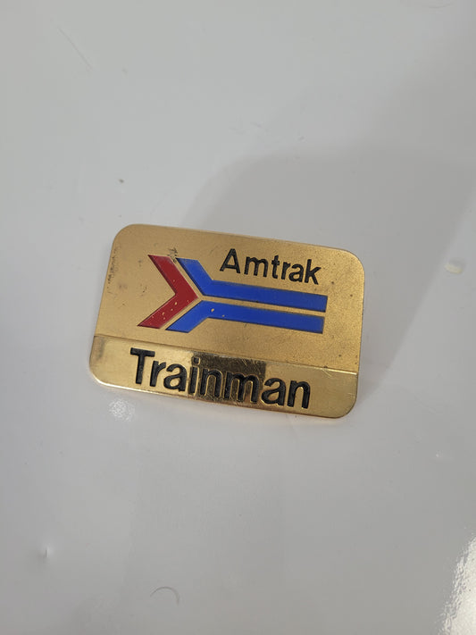 Vintage Amtrak Trainman Uniform Badge – Red & Blue Arrow Logo