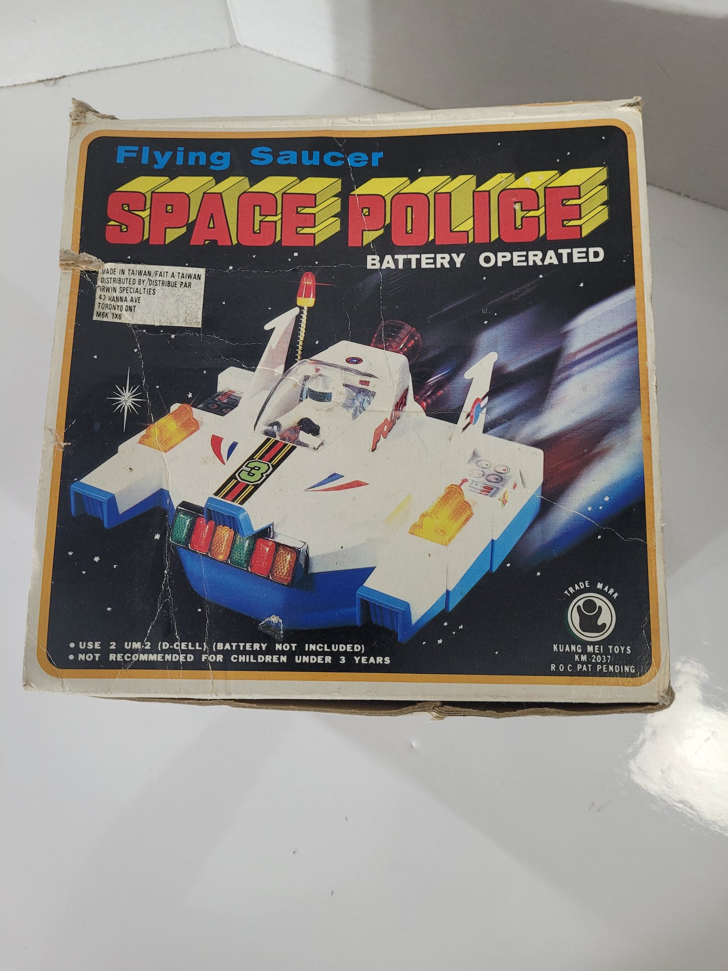 Vintage 1980s Kuang Mei Toys Space Police Flying Saucer KM-2037 – Working with Original Box