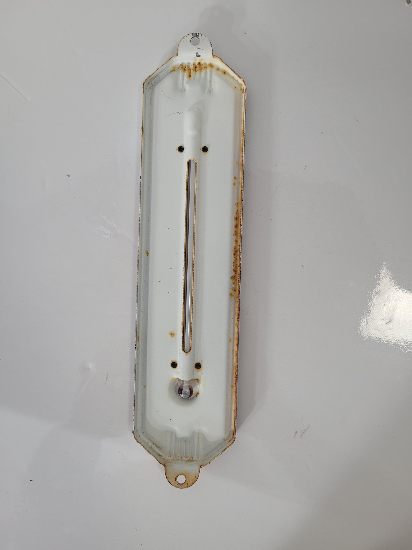 Vintage Made in Canada Metal Wall Thermometer – Rustic Patina – 9"