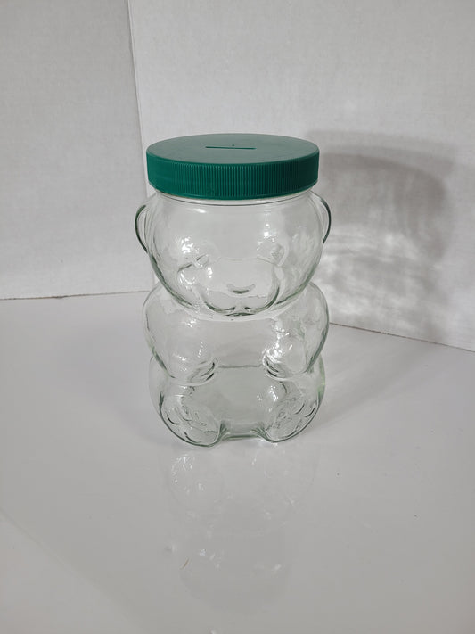 Vintage 1980s Kraft Peanut Butter Glass Bear Coin Bank – Made in Canada