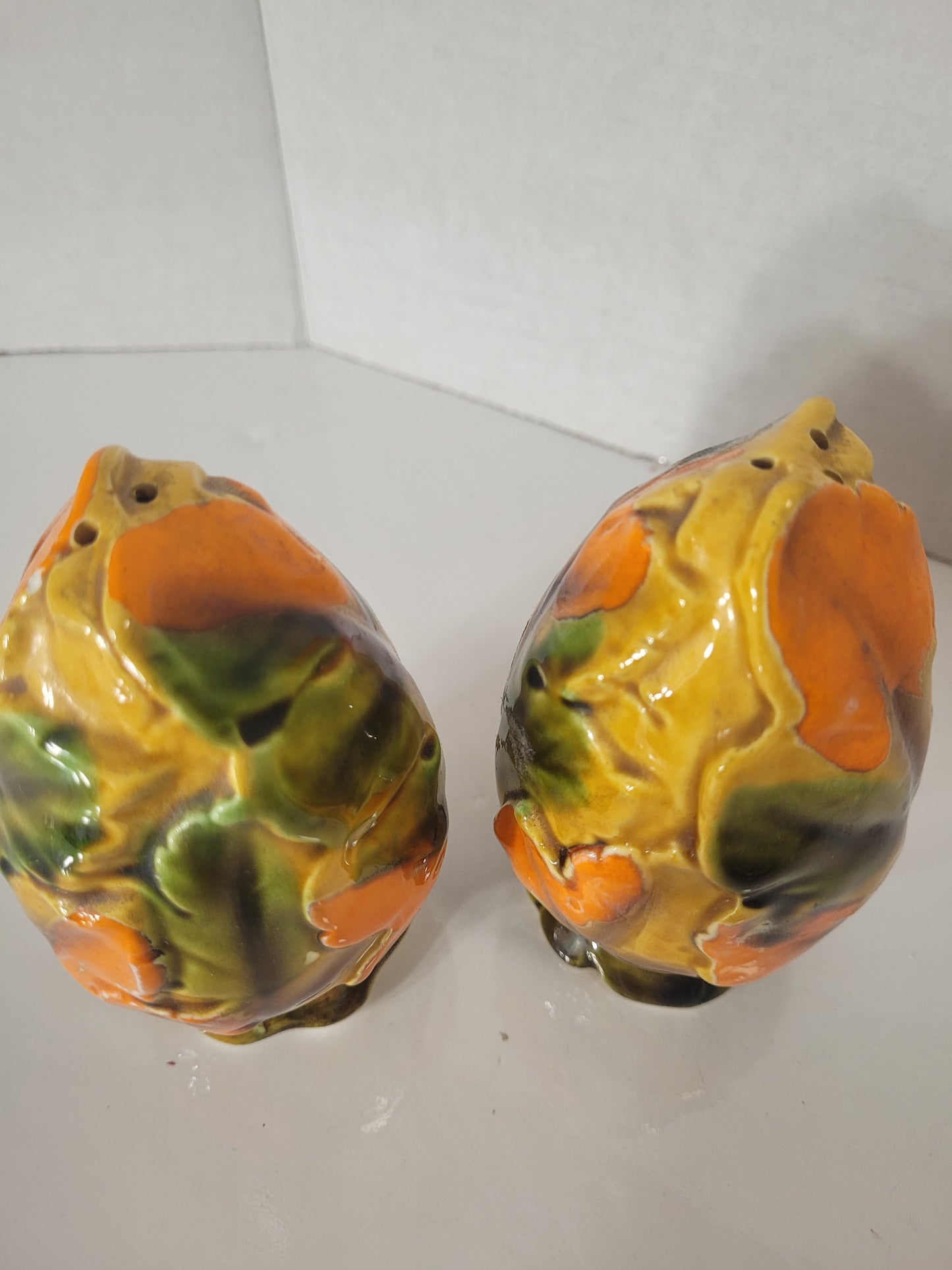 Vintage Giftcraft Japan Autumn Leaf Dish with Matching Salt & Pepper Shakers