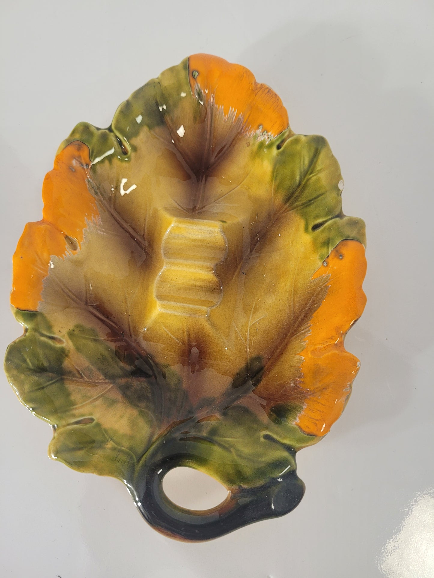 Vintage Giftcraft Japan Autumn Leaf Dish with Matching Salt & Pepper Shakers
