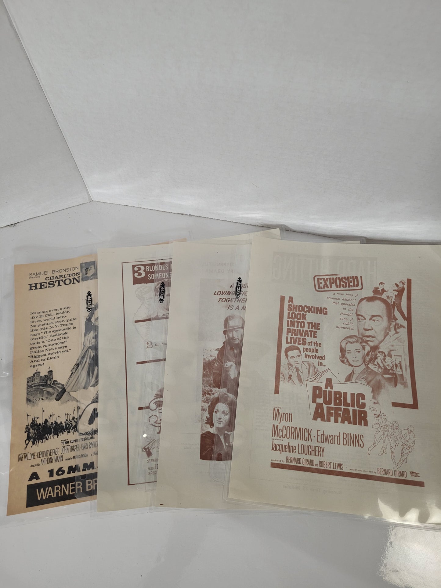 Vintage 1960s Movie Promotional Advertising Sheets – Lot of 4