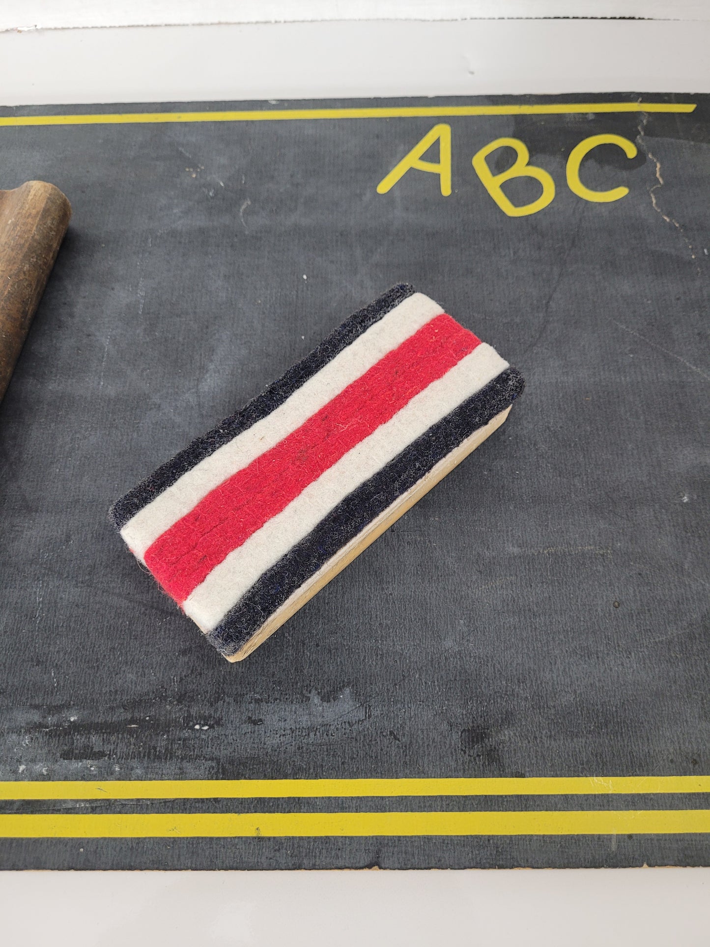 Vintage Child’s ABC Chalkboard Set with Eraser & Music Staff Chalk Holder