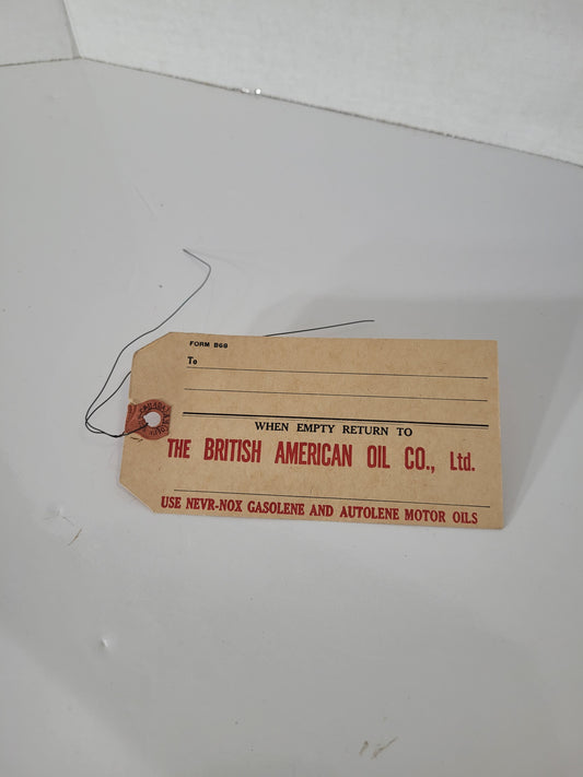 Vintage British American Oil Co. Ltd. Return Shipping Tag – Never-Nox Gasolene & Autolene Motor Oils