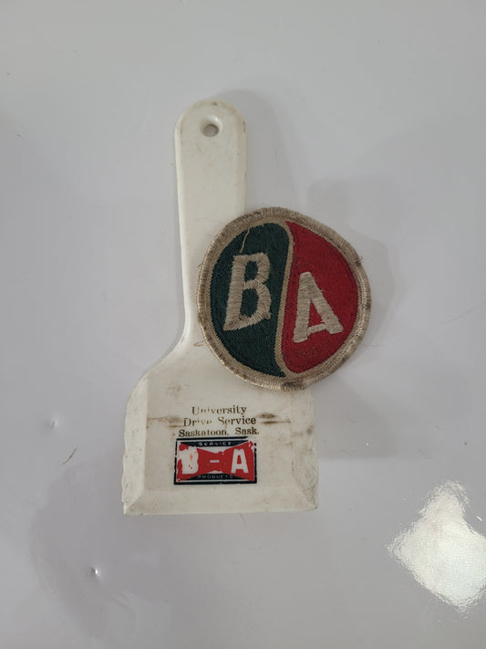 Vintage B-A University Drive Service Saskatoon Ice Scraper & Embroidered Patch
