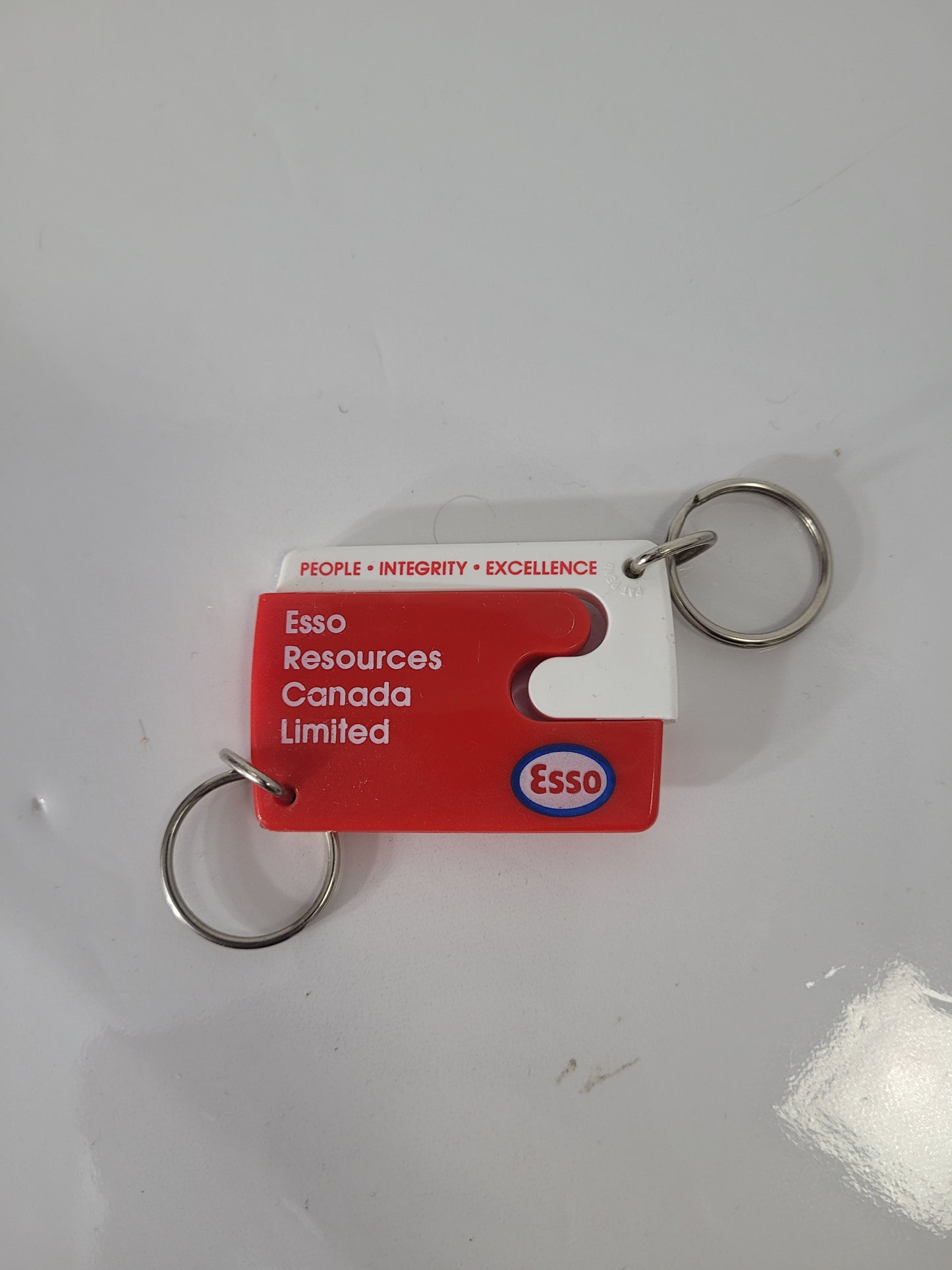 Vintage Esso Extra Gasoline Porcelain Medallion & Esso Resources Canada Keychain