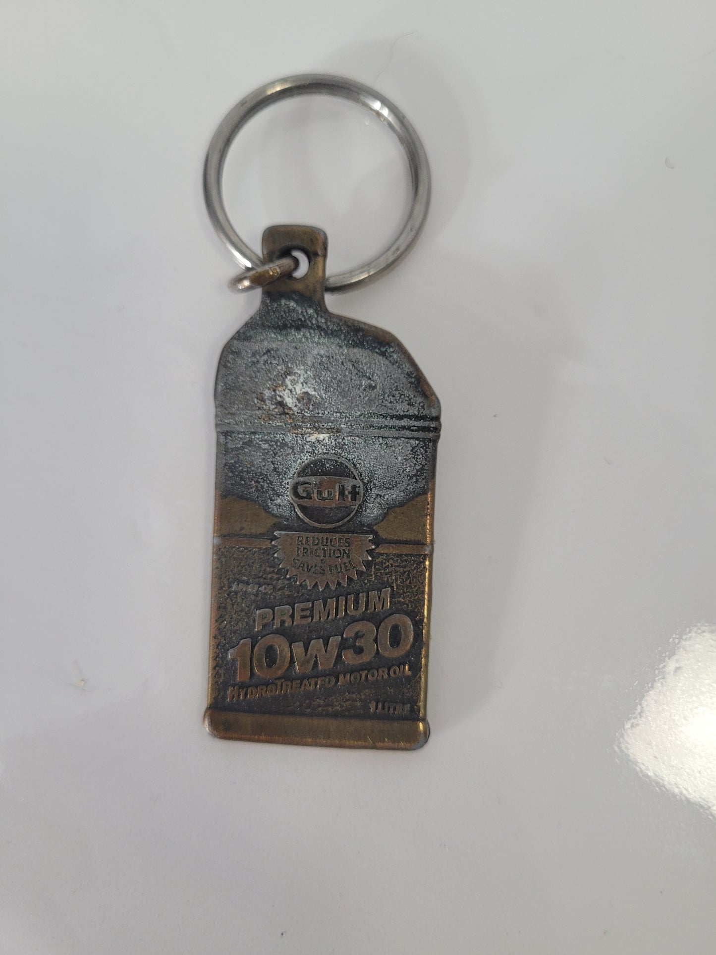 Vintage Gulf Premium 10W-30 Motor Oil Advertising Keychain