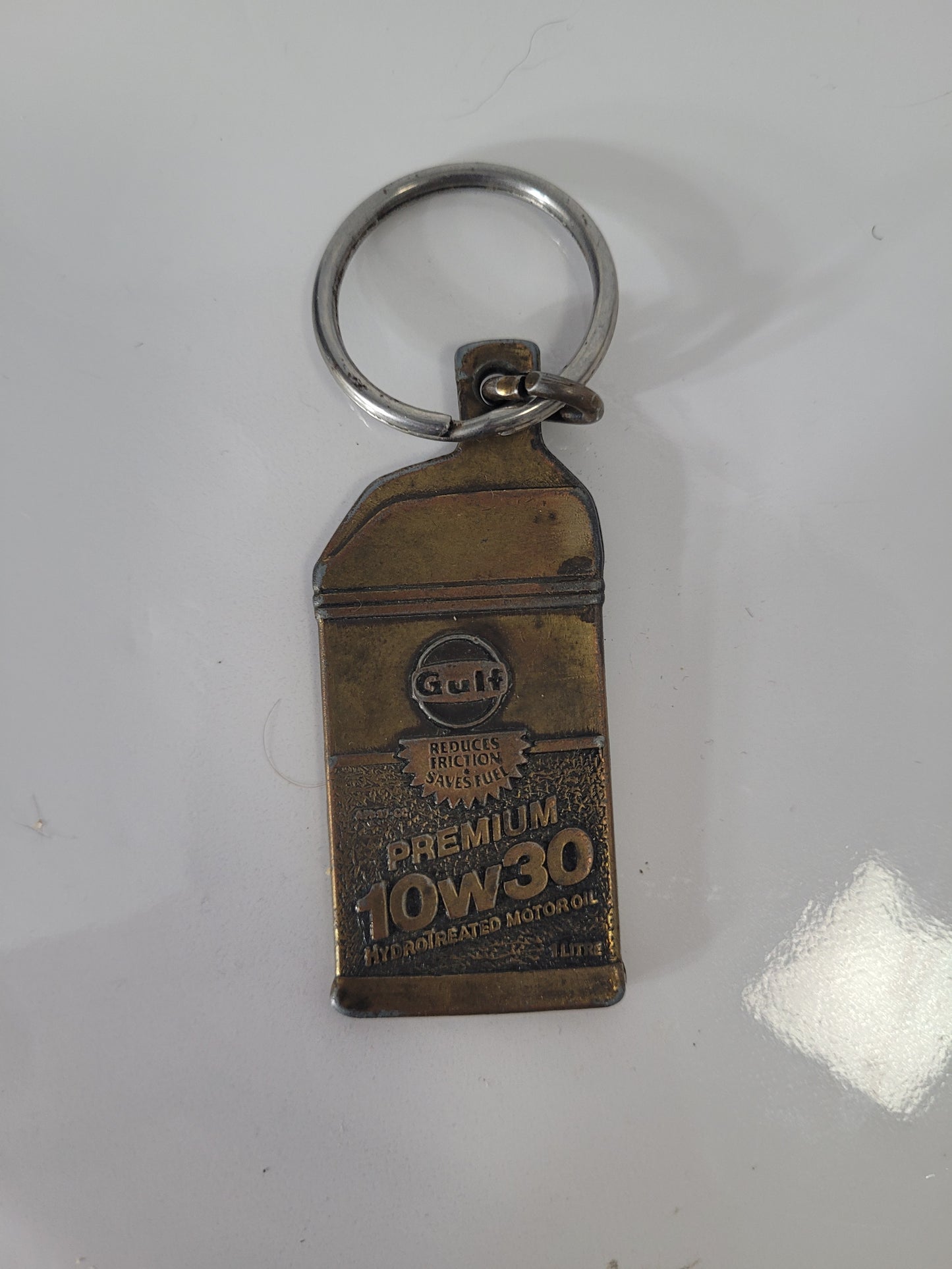 Vintage Gulf Premium 10W-30 Motor Oil Advertising Keychain