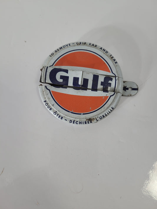 Vintage Gulf Oil Can Tear-Open Pouring Lid – 2.75"
