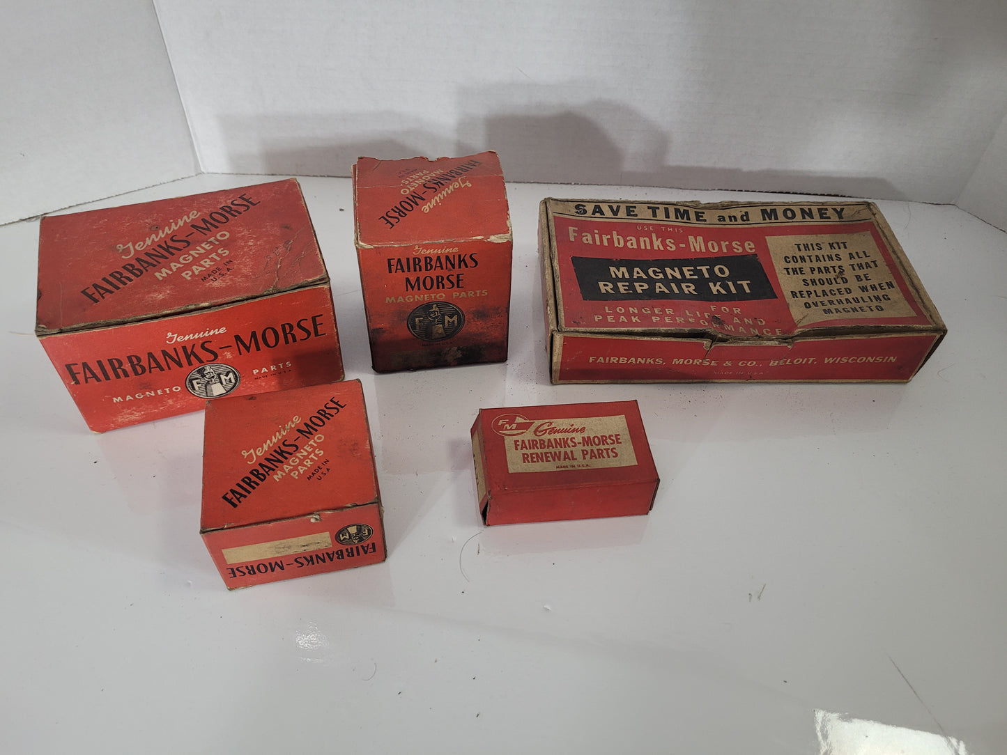 Vintage Fairbanks-Morse Magneto Parts Boxes – Lot of 5