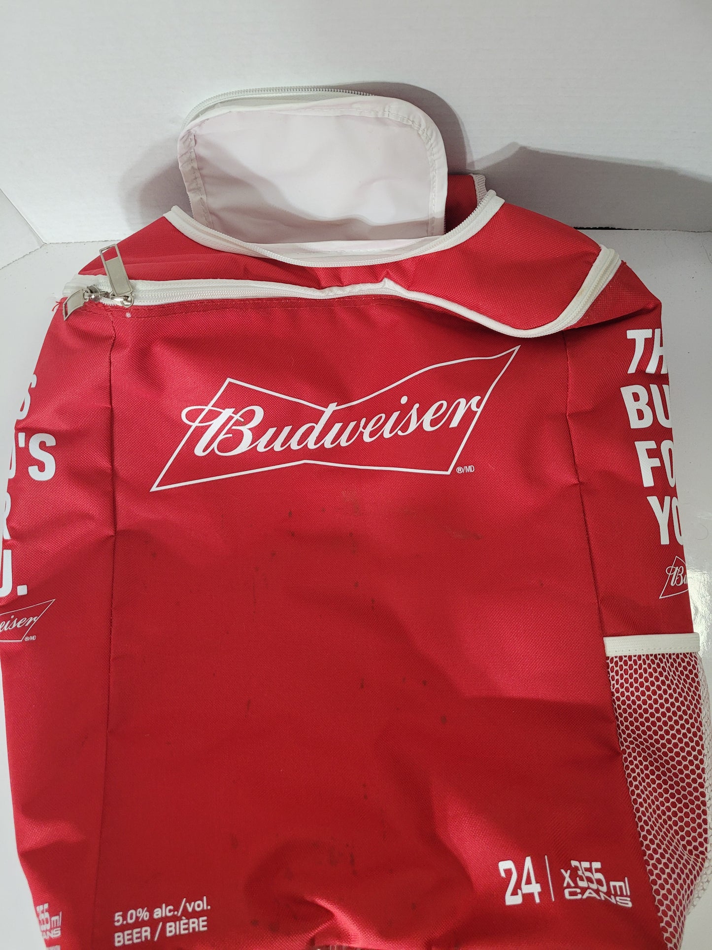 Budweiser 24-Can Backpack Cooler Bag – Red & White