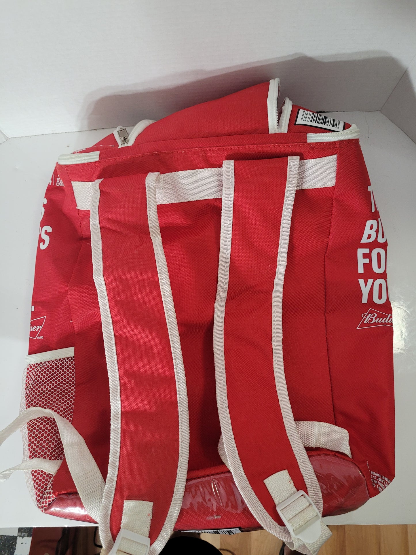 Budweiser 24-Can Backpack Cooler Bag – Red & White