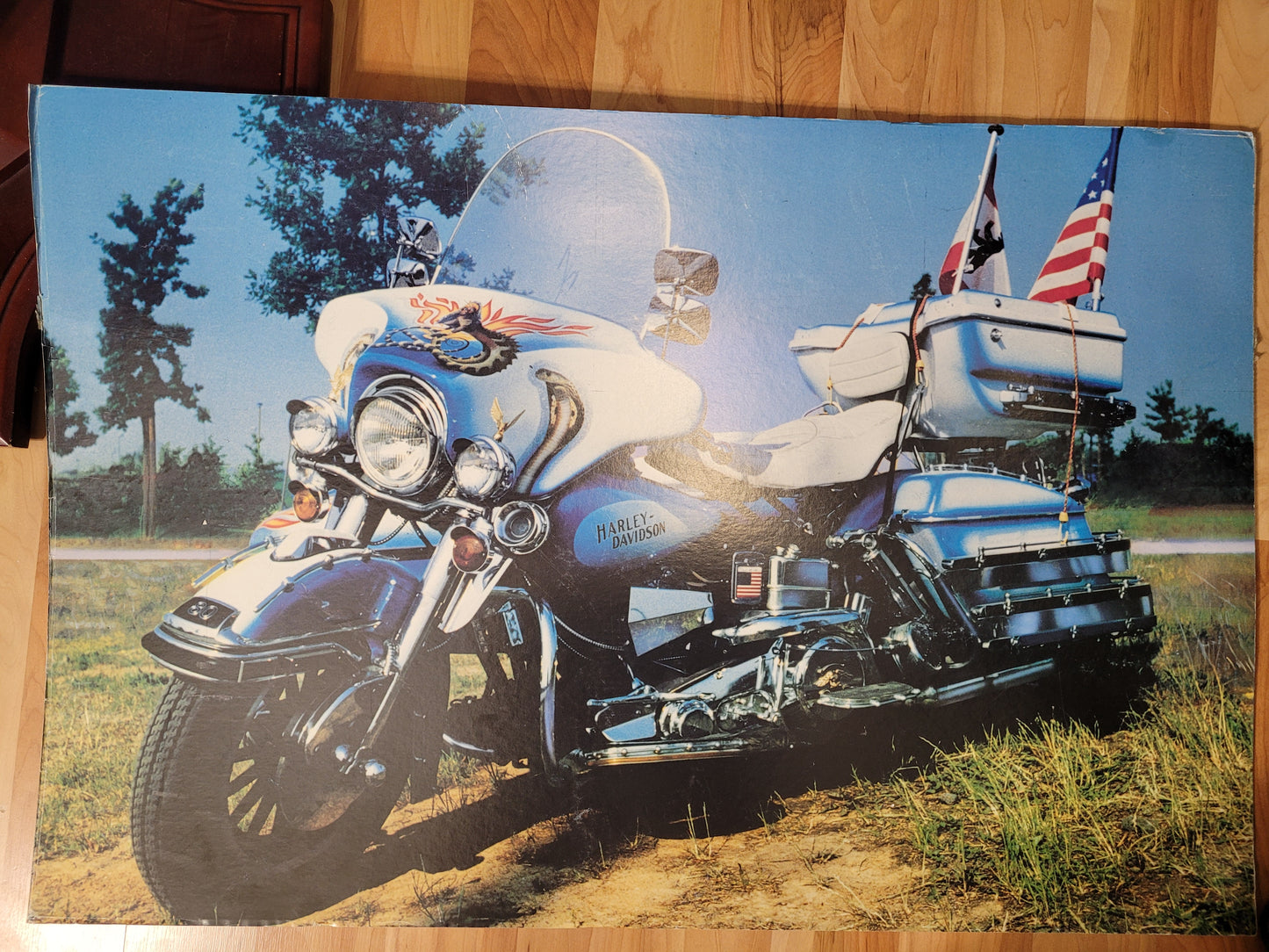 Vintage Harley-Davidson Touring Motorcycle Large Cardboard Wall Display – 36" x 24"