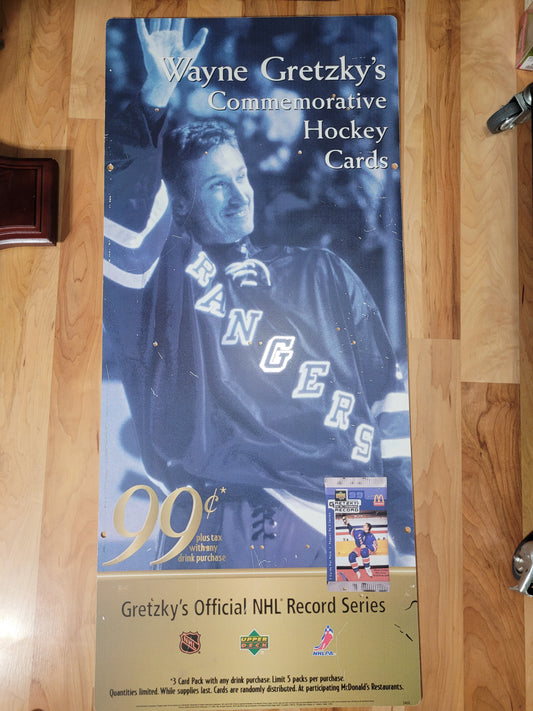 1999 Wayne Gretzky McDonald’s Upper Deck Commemorative Hockey Cards Plastic Advertising Sign – 20" x 45"