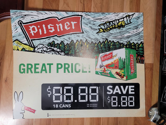 Old Style Pilsner Double-Sided “Pil Country” Retail Advertising Sign – 30" x 24"
