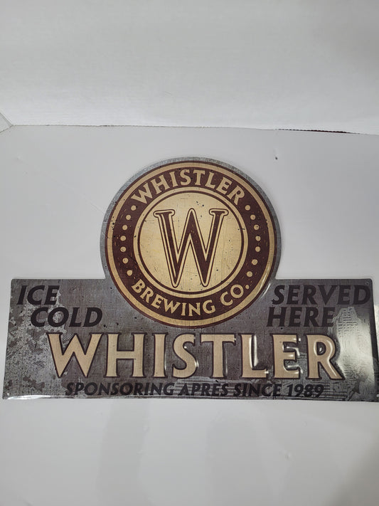 Whistler Brewing Co. “Ice Cold Beer Served Here” Embossed Tin Sign – 16.75" x 11.25"