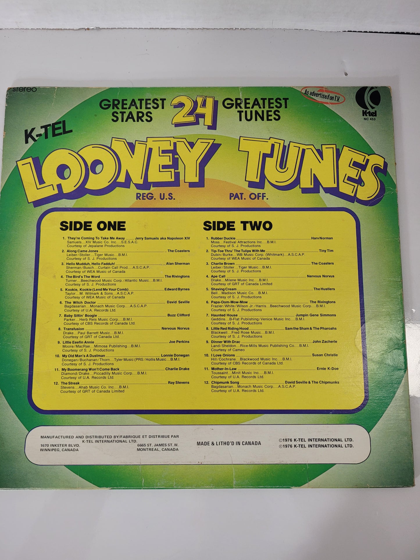 Vintage 1976 K-Tel Looney Tunes 24 Greatest Stars & Tunes Vinyl LP – Canadian NC 453