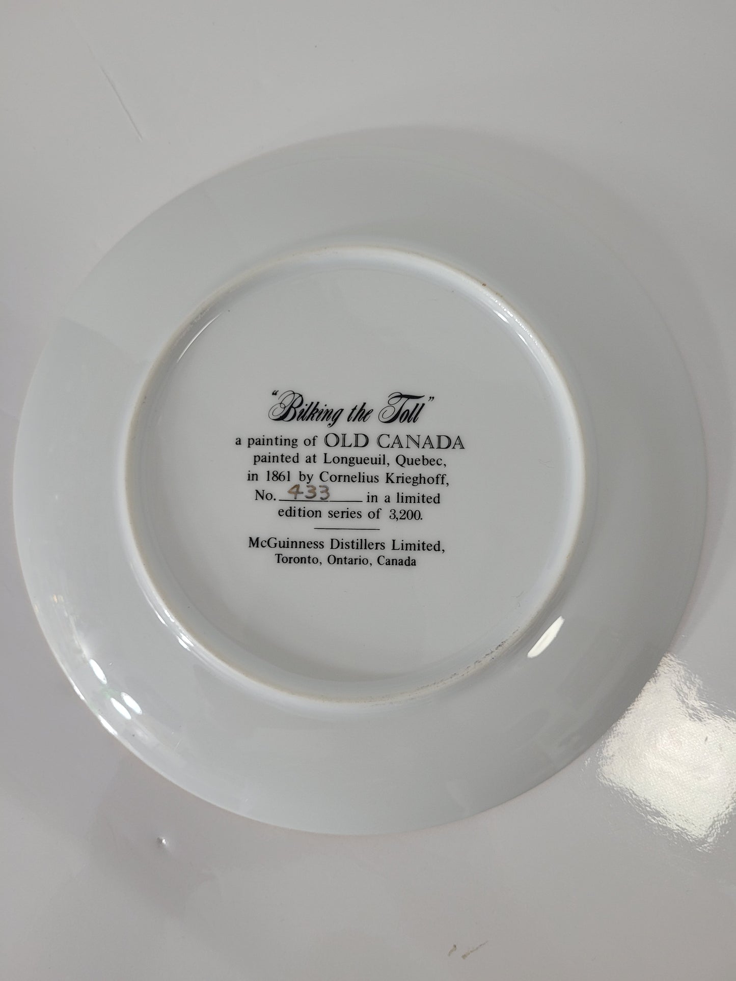 Limited Edition “Briking the Toll” Old Canada Collector Plate – Cornelius Krieghoff – No. 433/3200