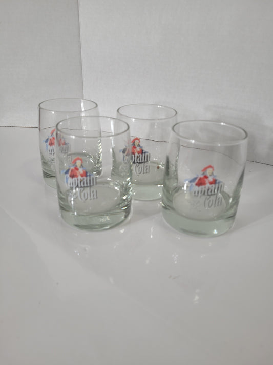 Vintage Captain & Cola Lowball Glasses – Set of 4