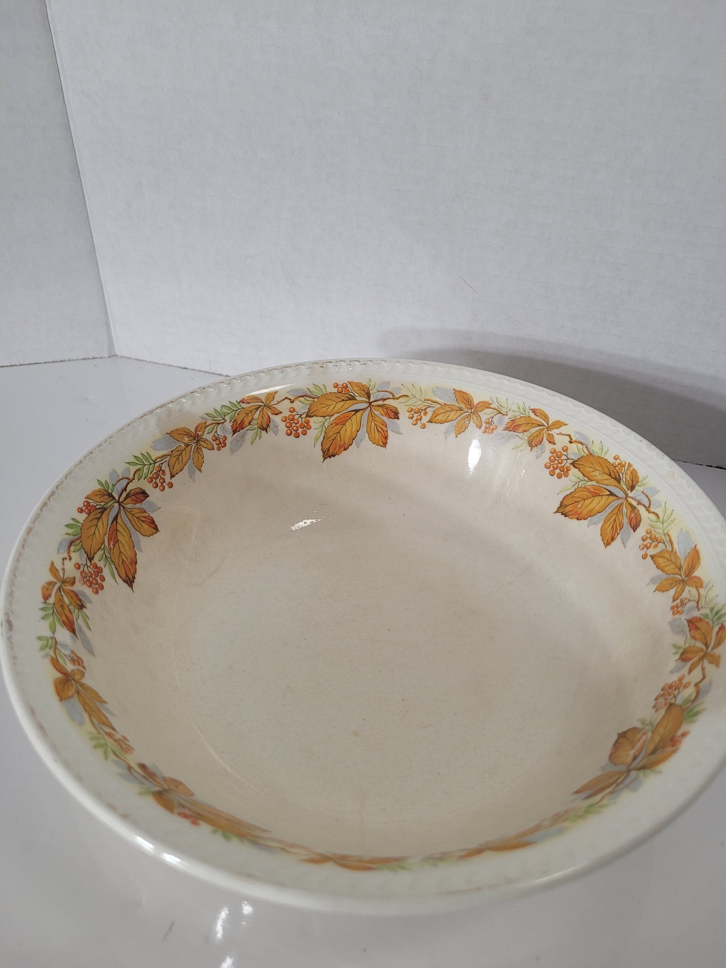 Vintage Portland Pottery Autumn Leaf Serving Bowl – Cobridge Staffordshire England – 11/1952