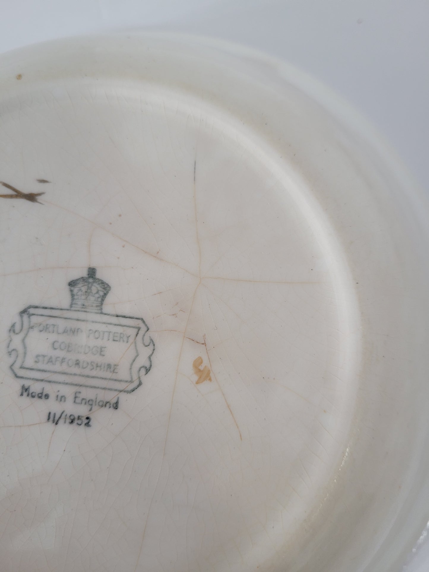 Vintage Portland Pottery Autumn Leaf Serving Bowl – Cobridge Staffordshire England – 11/1952