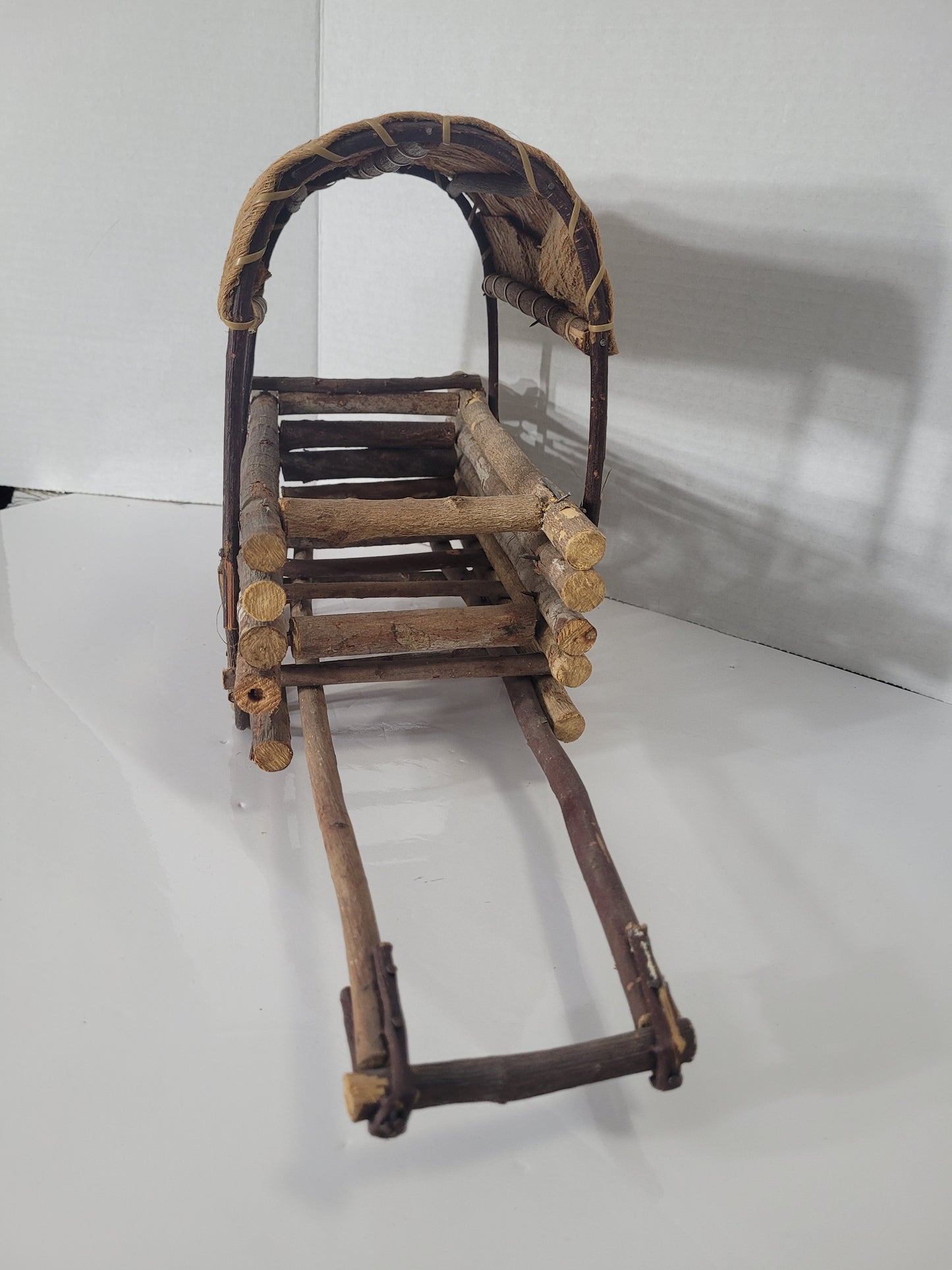 Handmade Rustic Twig Covered Wagon Folk Art – Cranbrook, BC – 17"