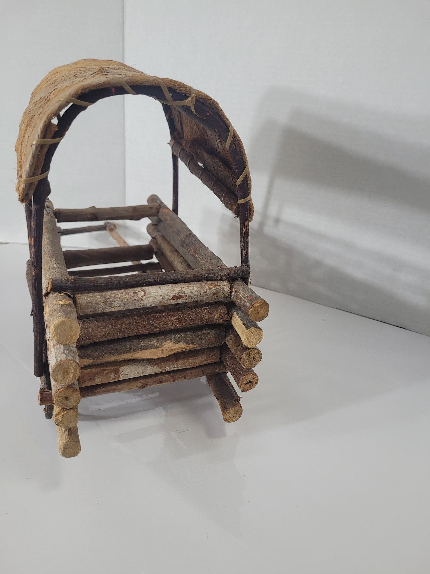 Handmade Rustic Twig Covered Wagon Folk Art – Cranbrook, BC – 17"
