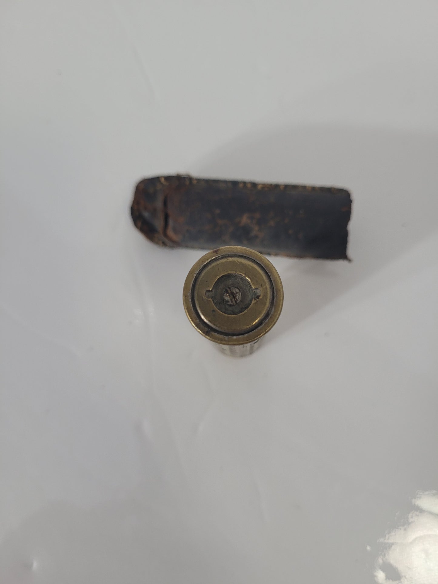 Antique Schrader-Universal Tire Pressure Gauge with Original Leather Case