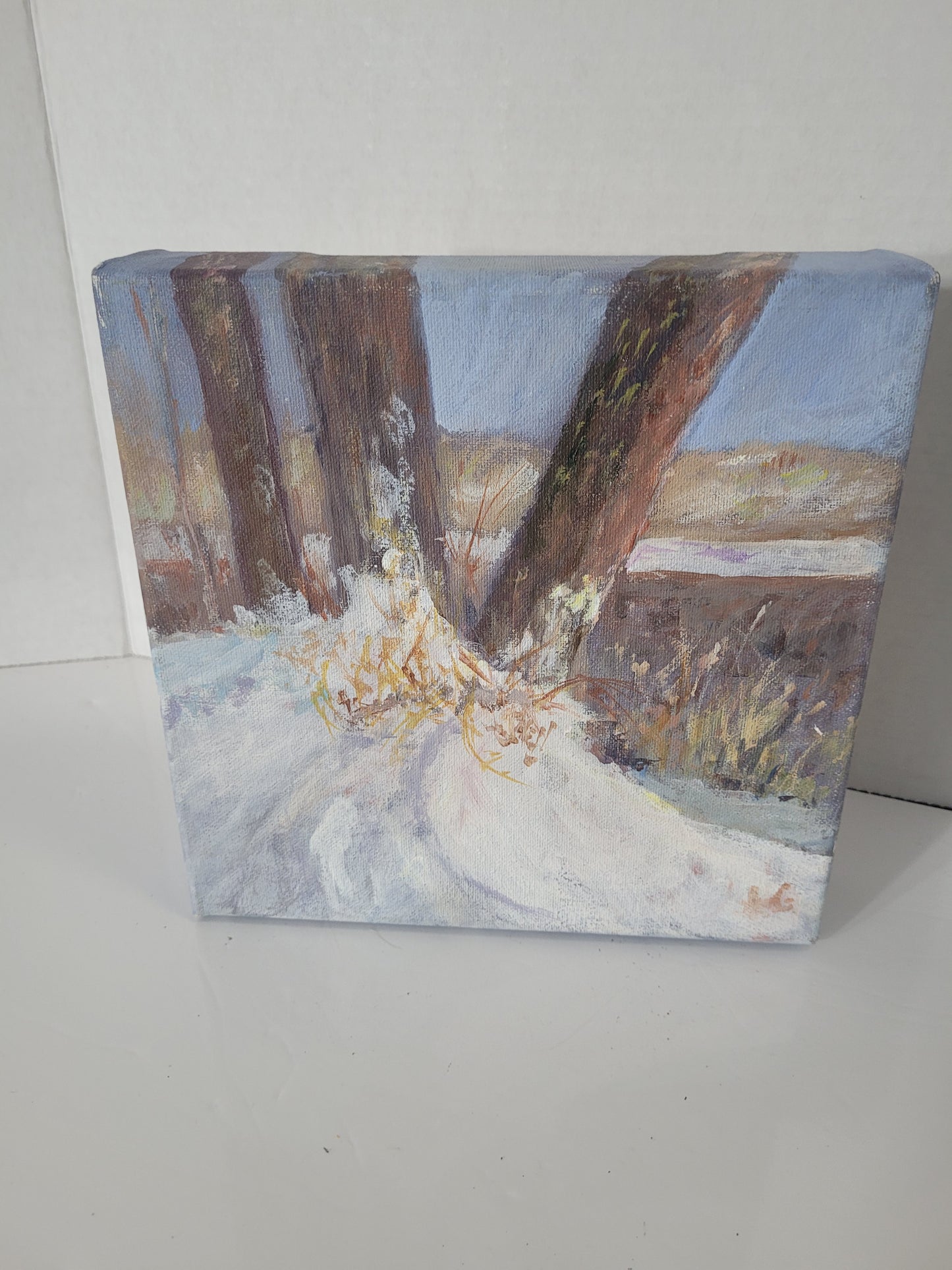Inger M. Grieve “Snow Bank” Original Acrylic Painting – Saskatoon Artist – 8" x 8"