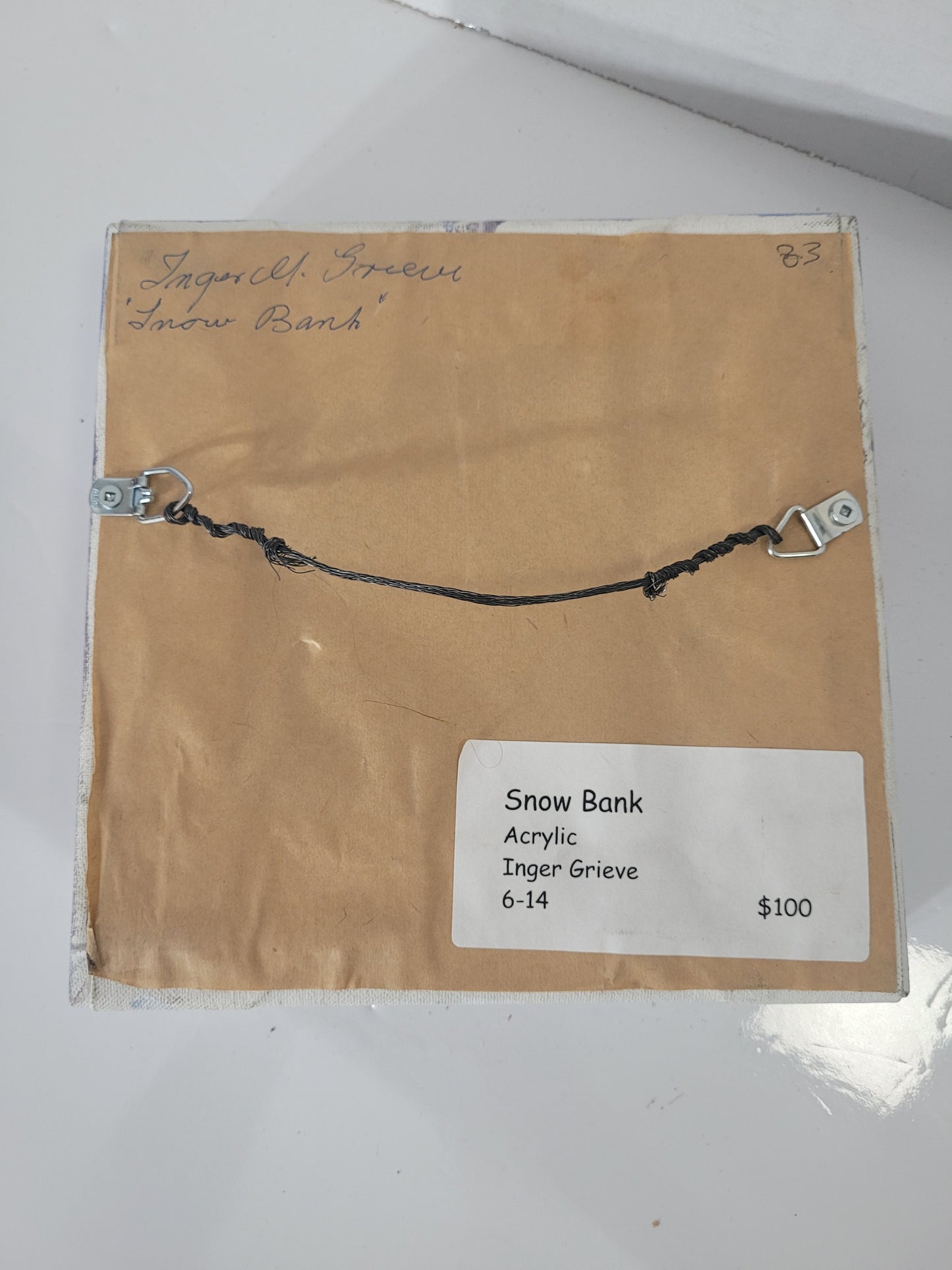 Inger M. Grieve “Snow Bank” Original Acrylic Painting – Saskatoon Artist – 8" x 8"