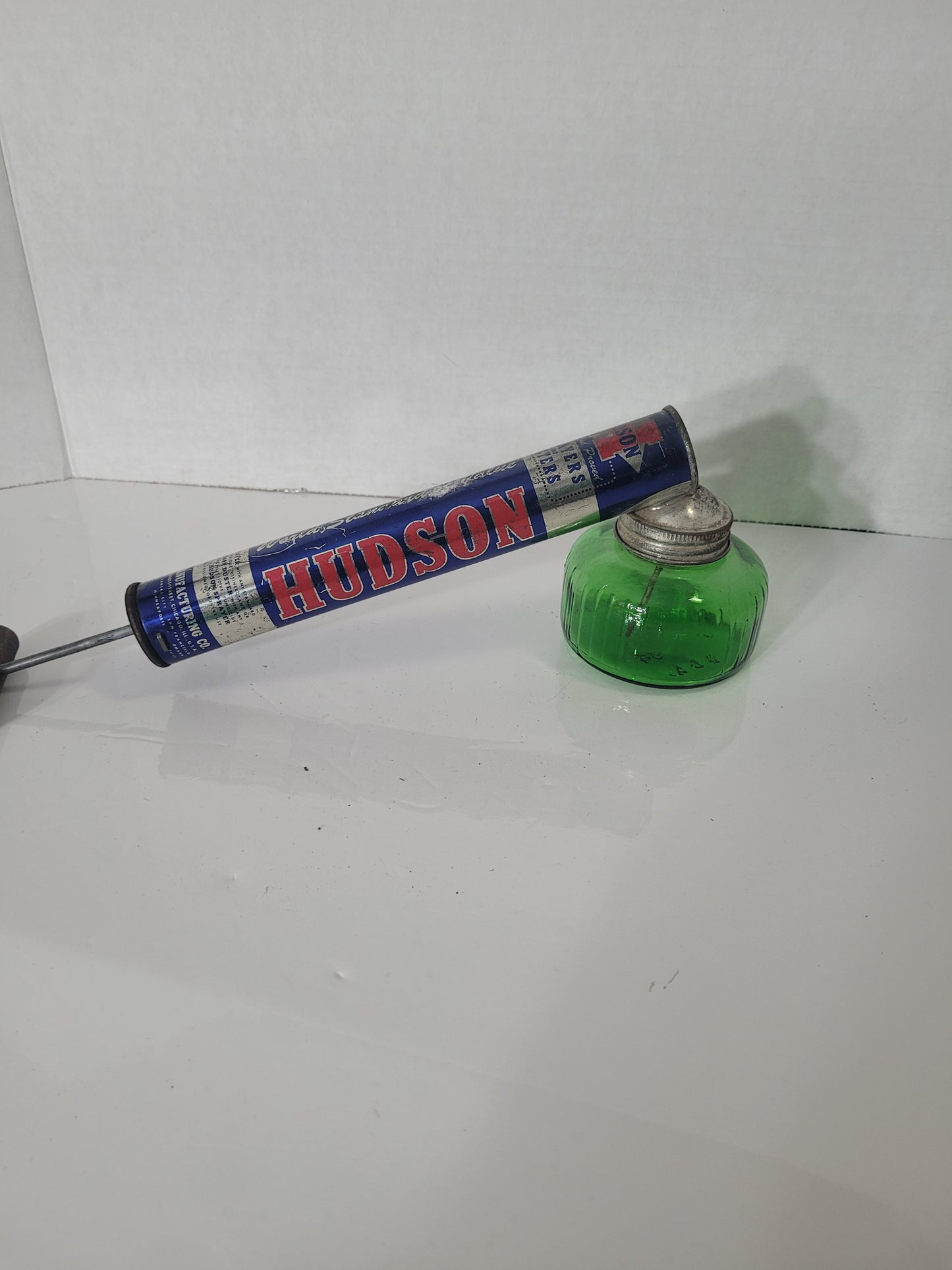 Vintage Hudson Sprayer / Duster with Green Glass Reservoir