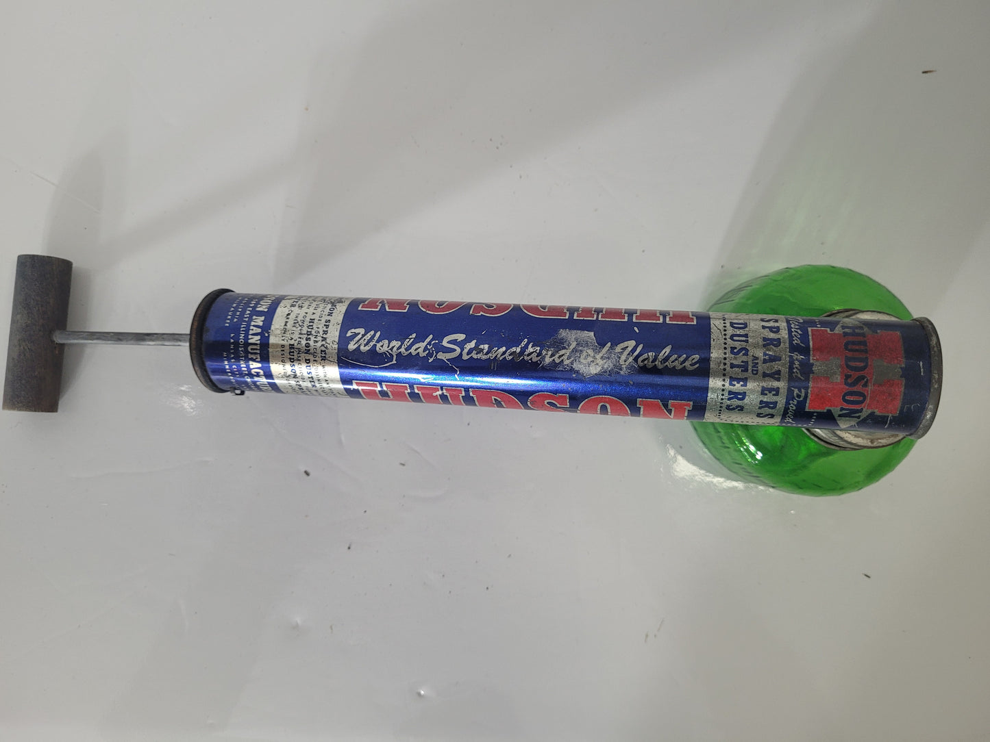 Vintage Hudson Sprayer / Duster with Green Glass Reservoir