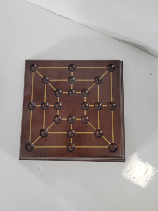 Vintage Wooden Nine Men’s Morris Game – 8" x 8" – Made in Taiwan