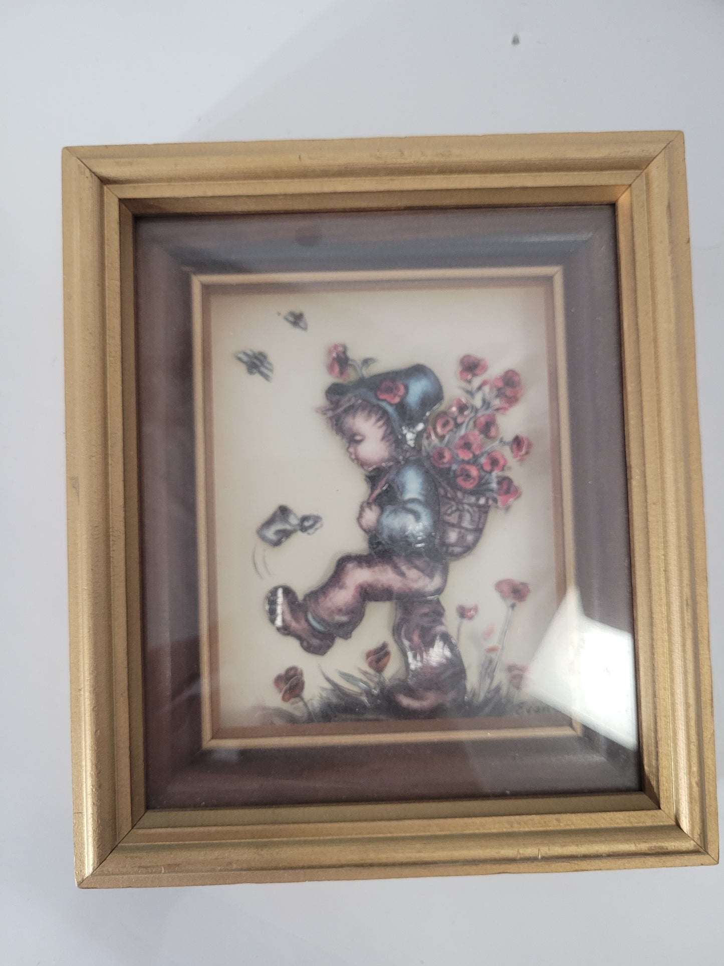 Pair of Vintage Framed Children Prints – Hummel-Style – 6.25" x 7.25"