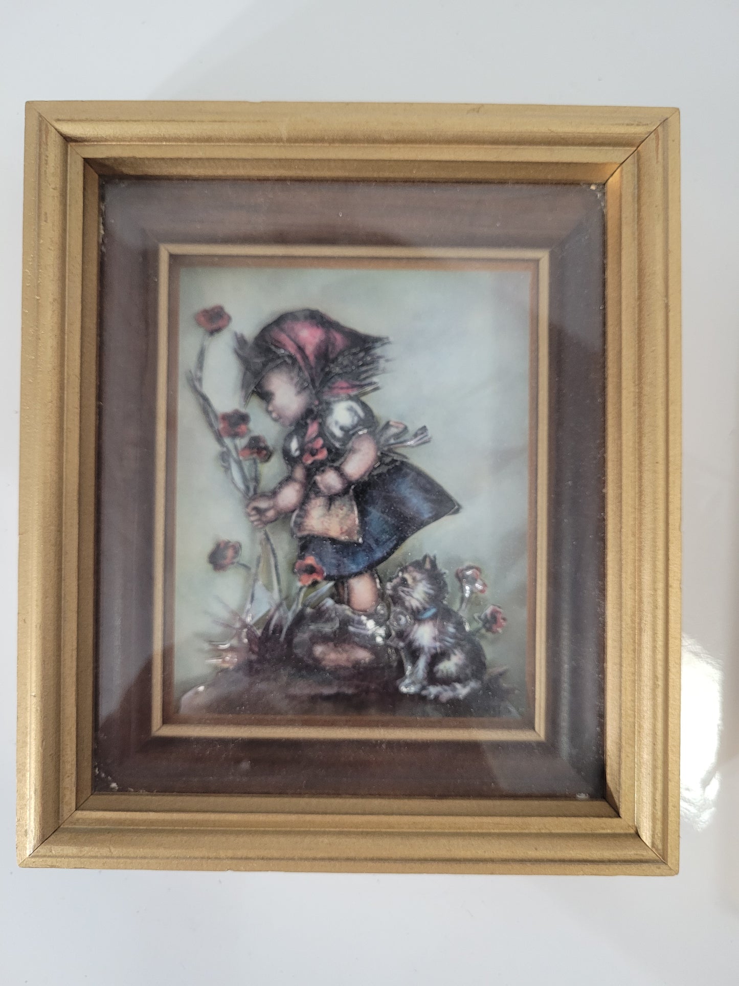 Pair of Vintage Framed Children Prints – Hummel-Style – 6.25" x 7.25"