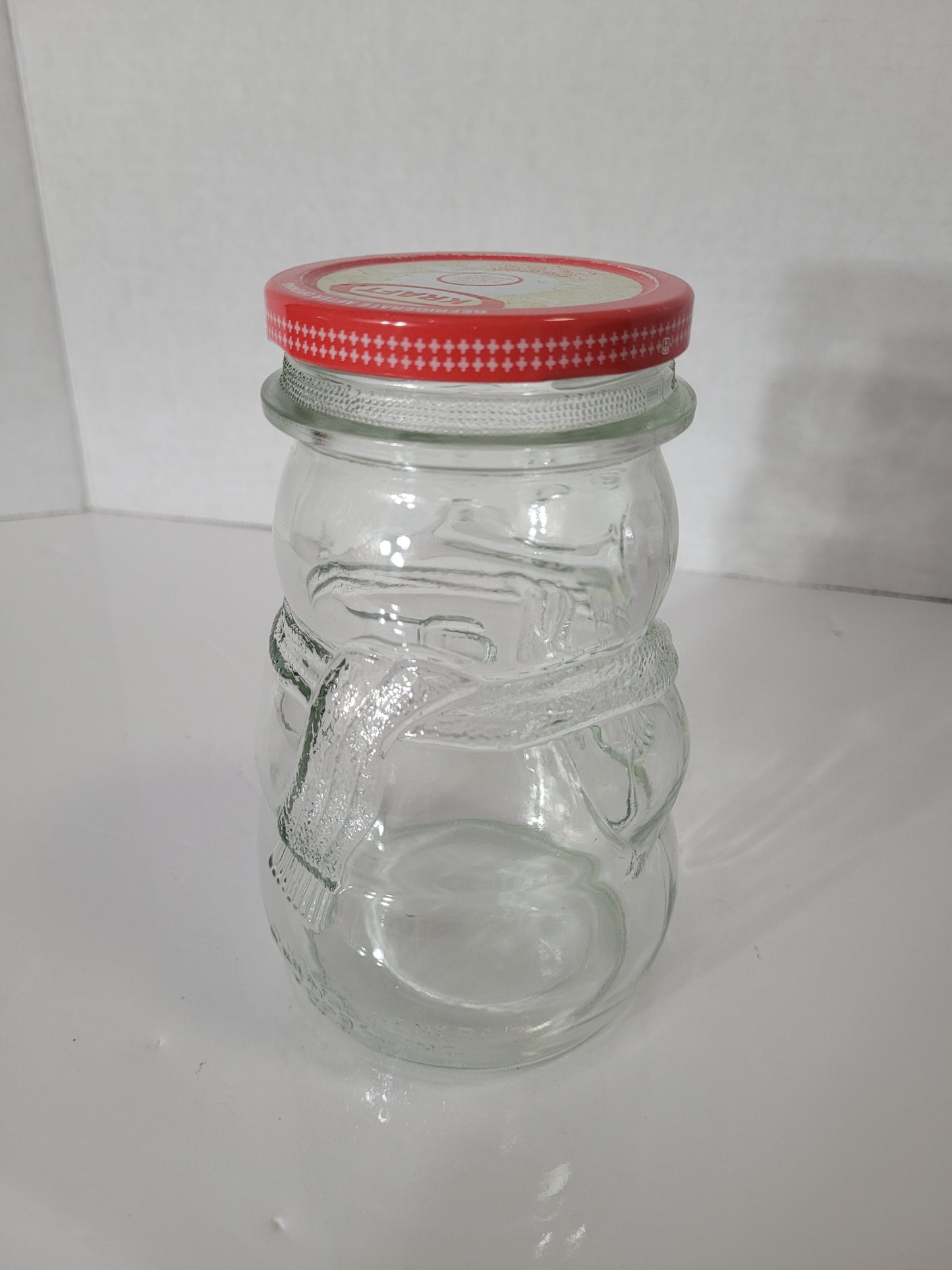 Vintage 1988 Kraft Glass Bear Jar with Original Red Metal Lid – 6"