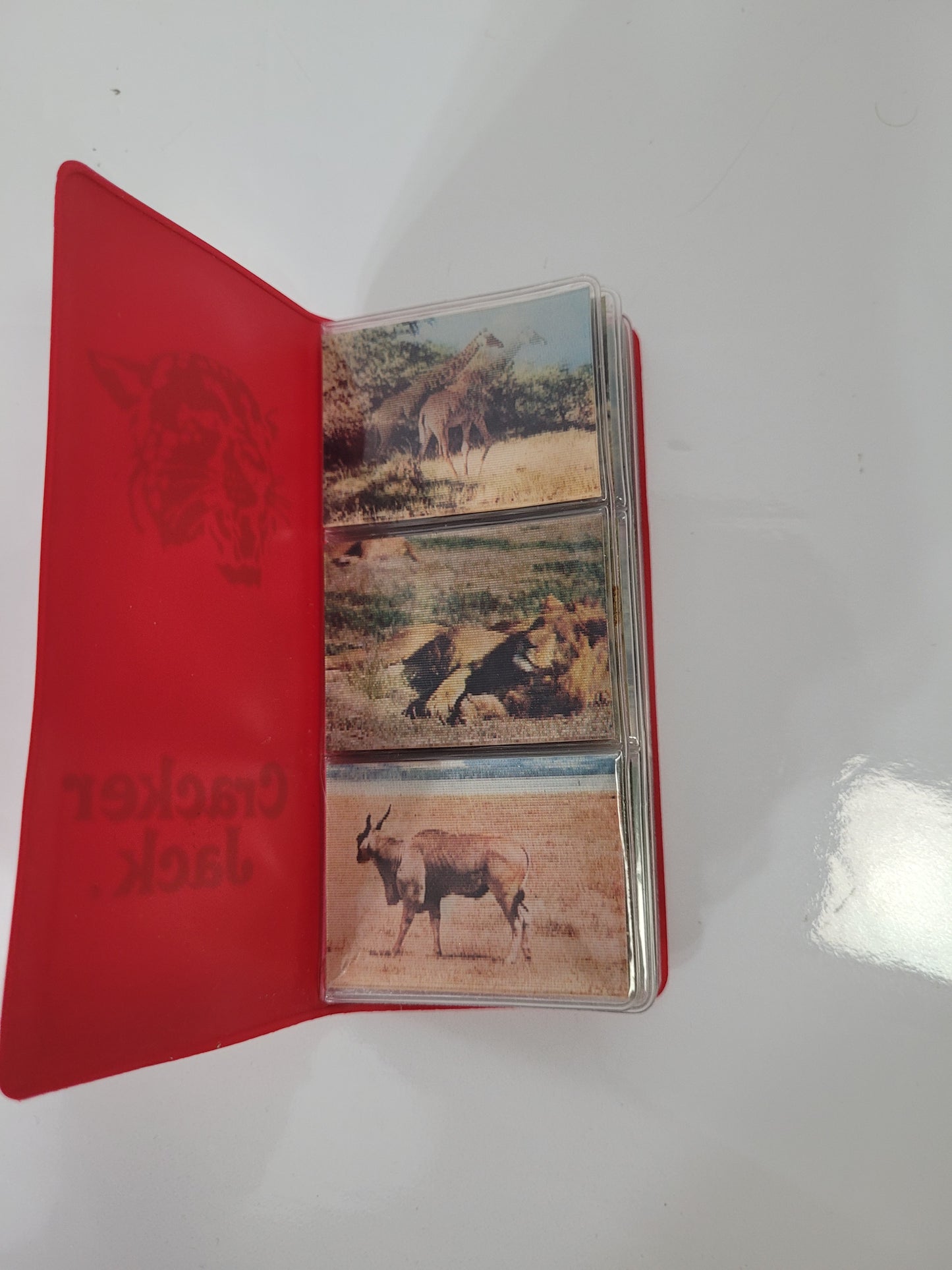 Vintage 1970s Cracker Jack Lenticular Animal Cards with Red Collector Wallet – 20 Cards