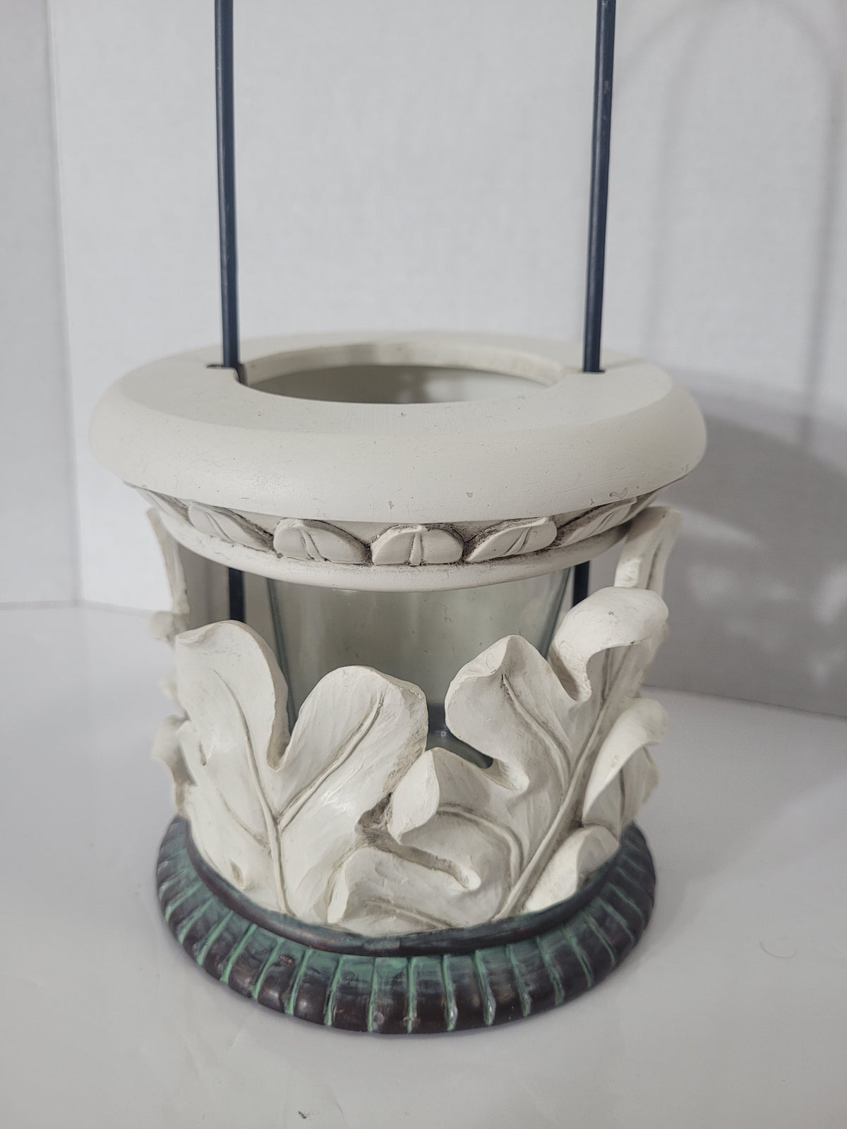 Decorative Acanthus Leaf Lantern Candle Holder with Glass Insert – 10.5"