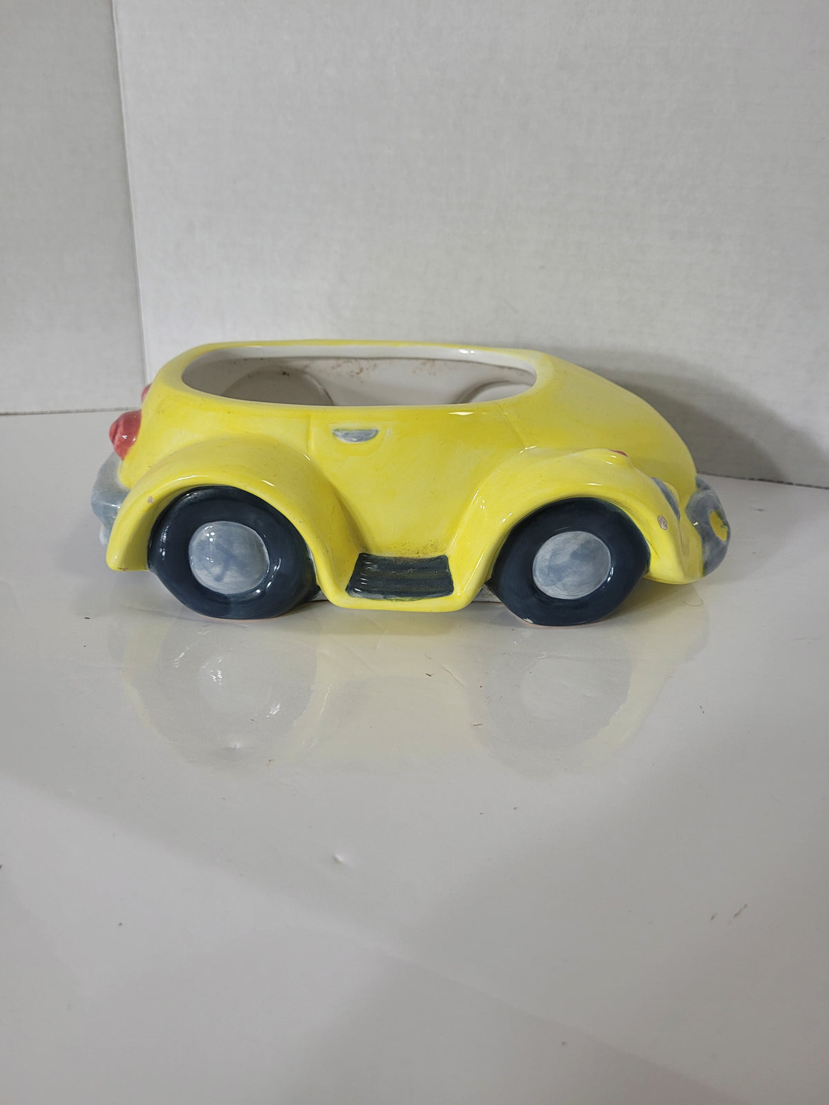 Yellow Ceramic Convertible Car Planter – 9.5"