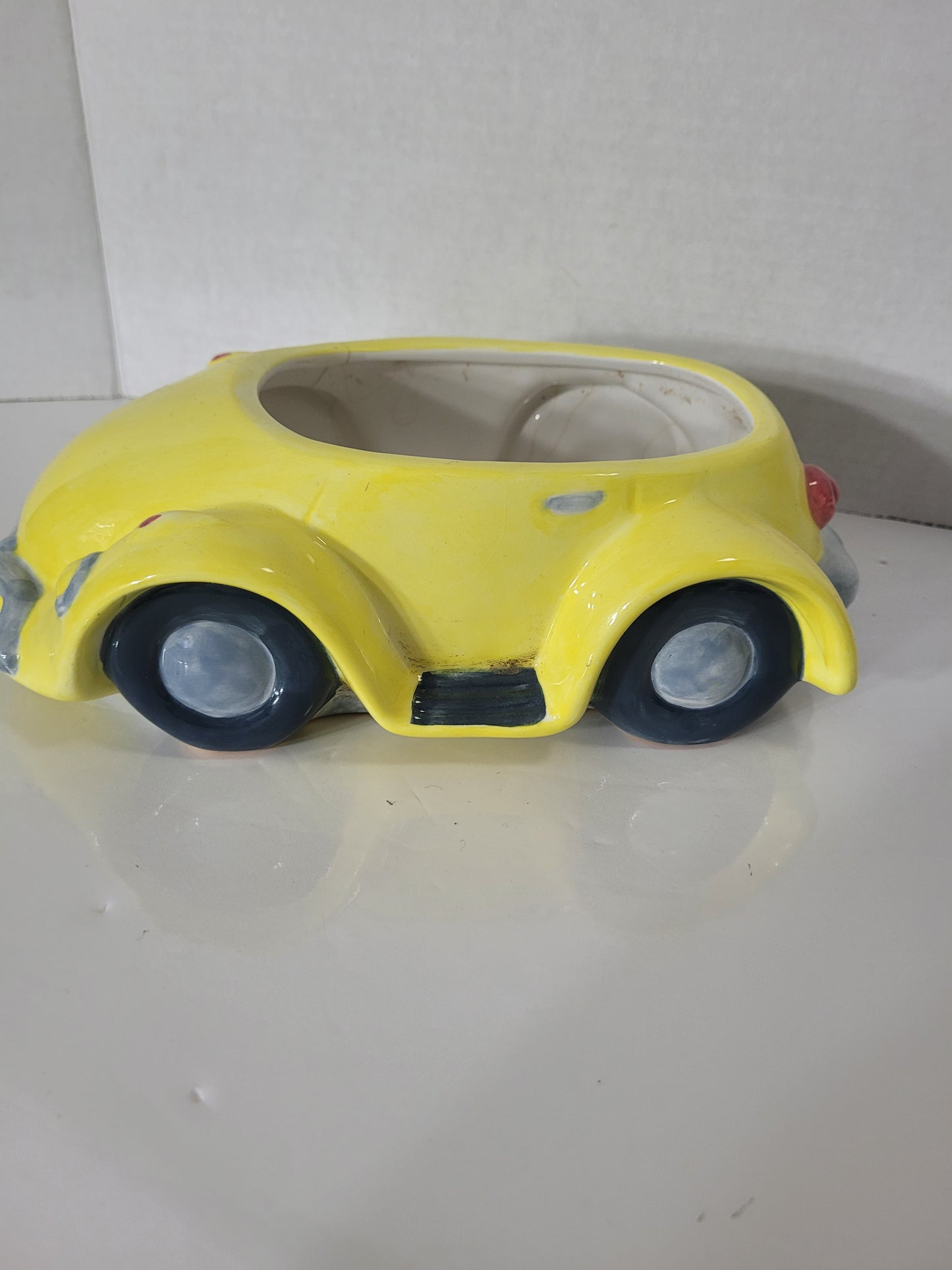 Yellow Ceramic Convertible Car Planter – 9.5"