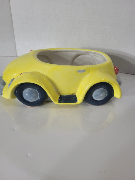 Yellow Ceramic Convertible Car Planter – 9.5"