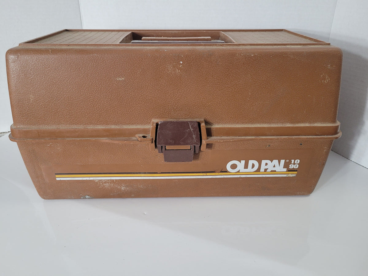 Vintage Old Pal 1090 Three-Tier Fishing Tackle Box – Brown & Cream