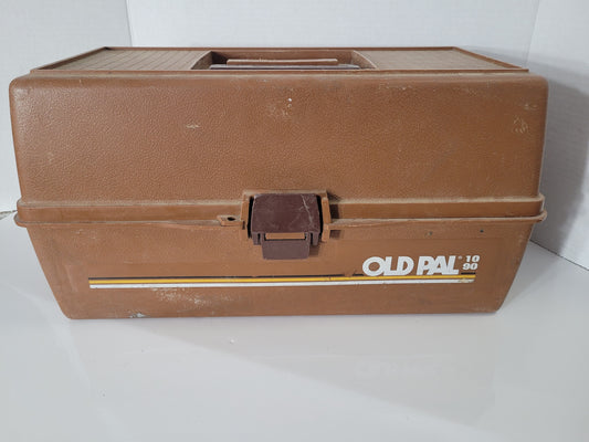 Vintage Old Pal 1090 Three-Tier Fishing Tackle Box – Brown & Cream