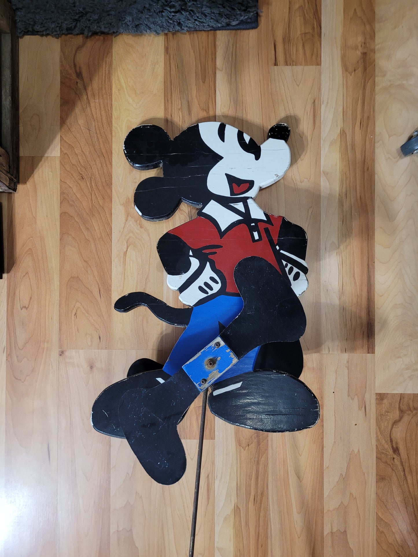 Handmade Mickey Mouse Wooden Yard Whirligig / Wind Spinner – 40.5"