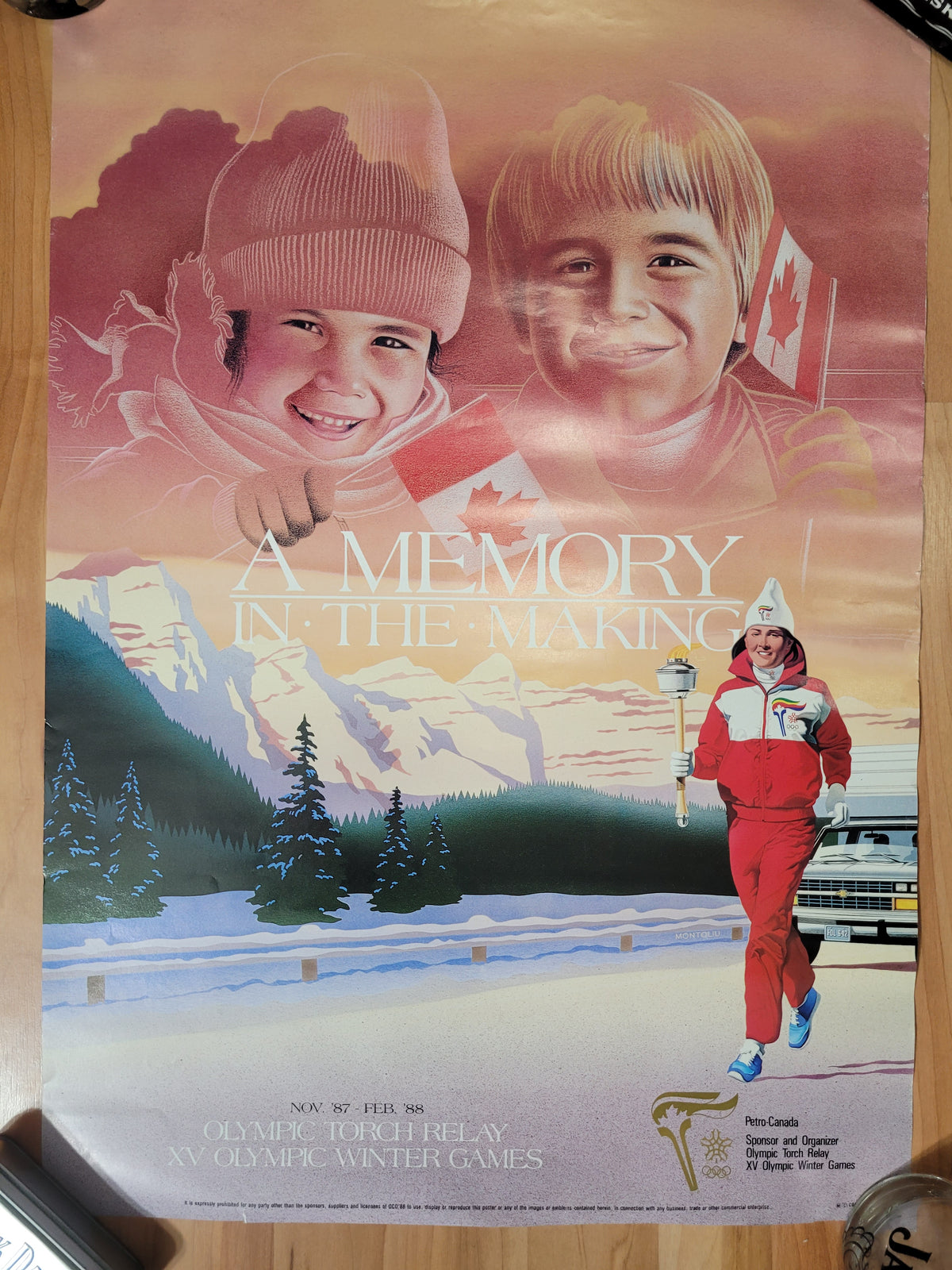 Lot of 3 Double-Sided Calgary 1988 Winter Olympics Petro-Canada Torch Relay Posters
