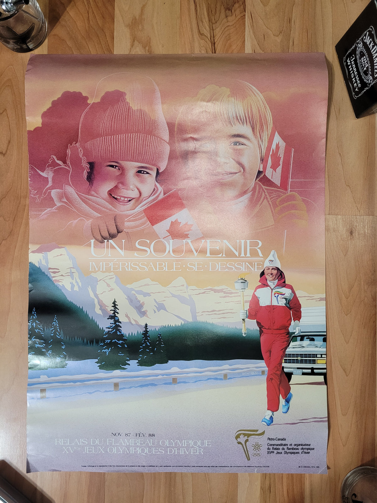Lot of 3 Double-Sided Calgary 1988 Winter Olympics Petro-Canada Torch Relay Posters