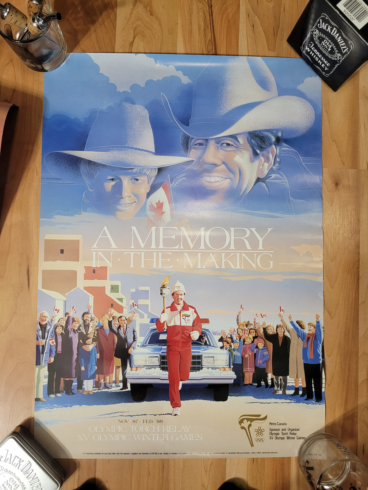 Lot of 3 Double-Sided Calgary 1988 Winter Olympics Petro-Canada Torch Relay Posters