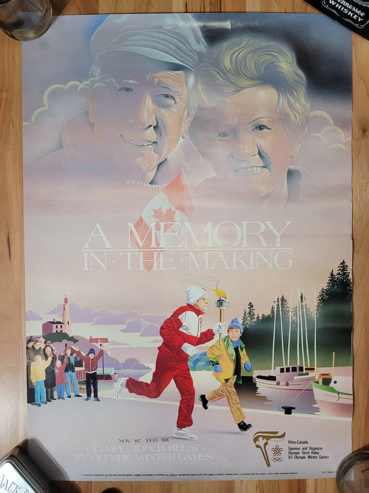 Lot of 3 Double-Sided Calgary 1988 Winter Olympics Petro-Canada Torch Relay Posters